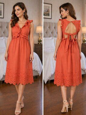 NWT Self-Portrait Openwork Ruffle Midi Dress $505